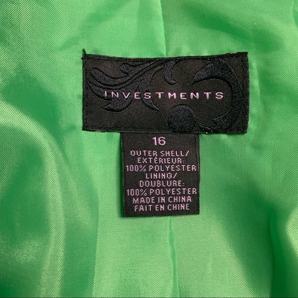 INVESTMENTS Faux Suede Button Front Blazer With Long Sleeves Apple Green Size 16 - Picture 8 of 9